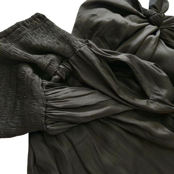 Mahina Strapless Romper Harem Pants Black Smocked Top Swim Cover Up Women's M - Picture 3 of 9